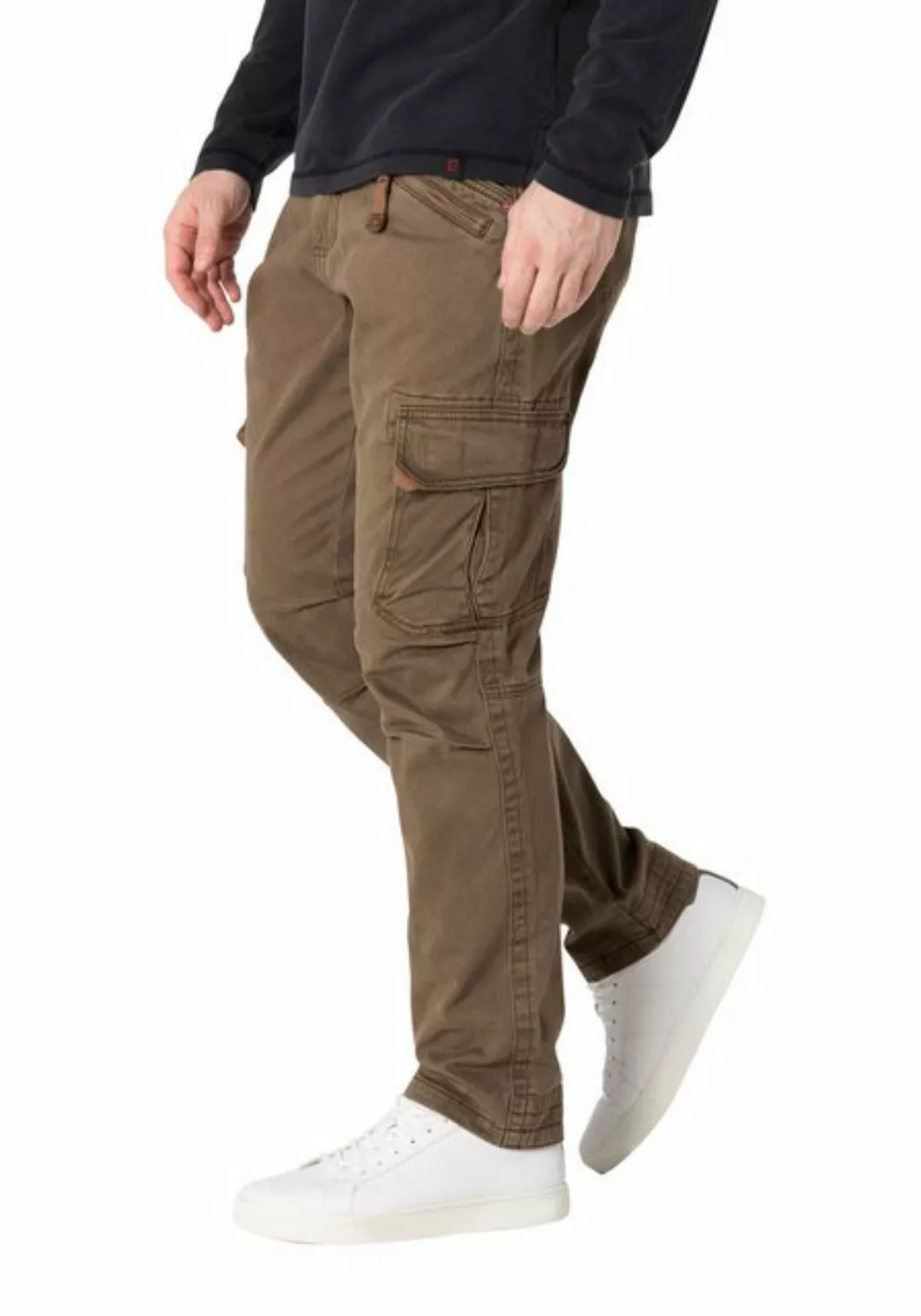 Timezone Herren Cargo Hose REGULAR BENTZ - Regular Fit - Braun Grau Grün günstig online kaufen