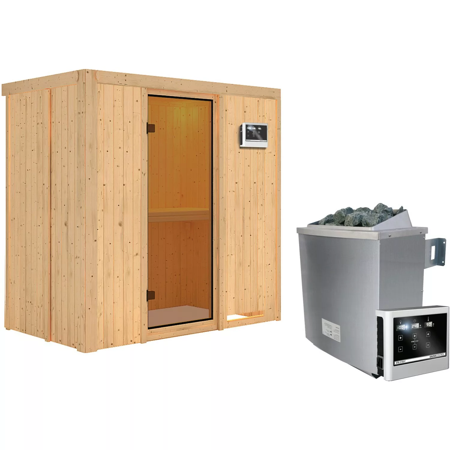 Karibu Sauna-Set Vera Set inkl. Ofen 9 kW mit ext. Steuerung günstig online kaufen