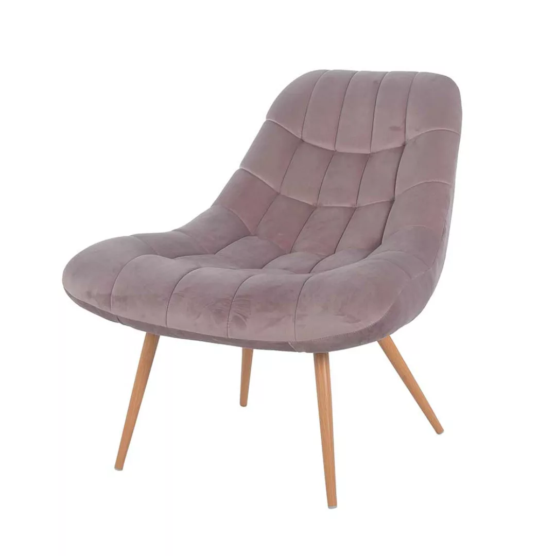 Retro Lounge Sessel in Rosa Samt günstig online kaufen