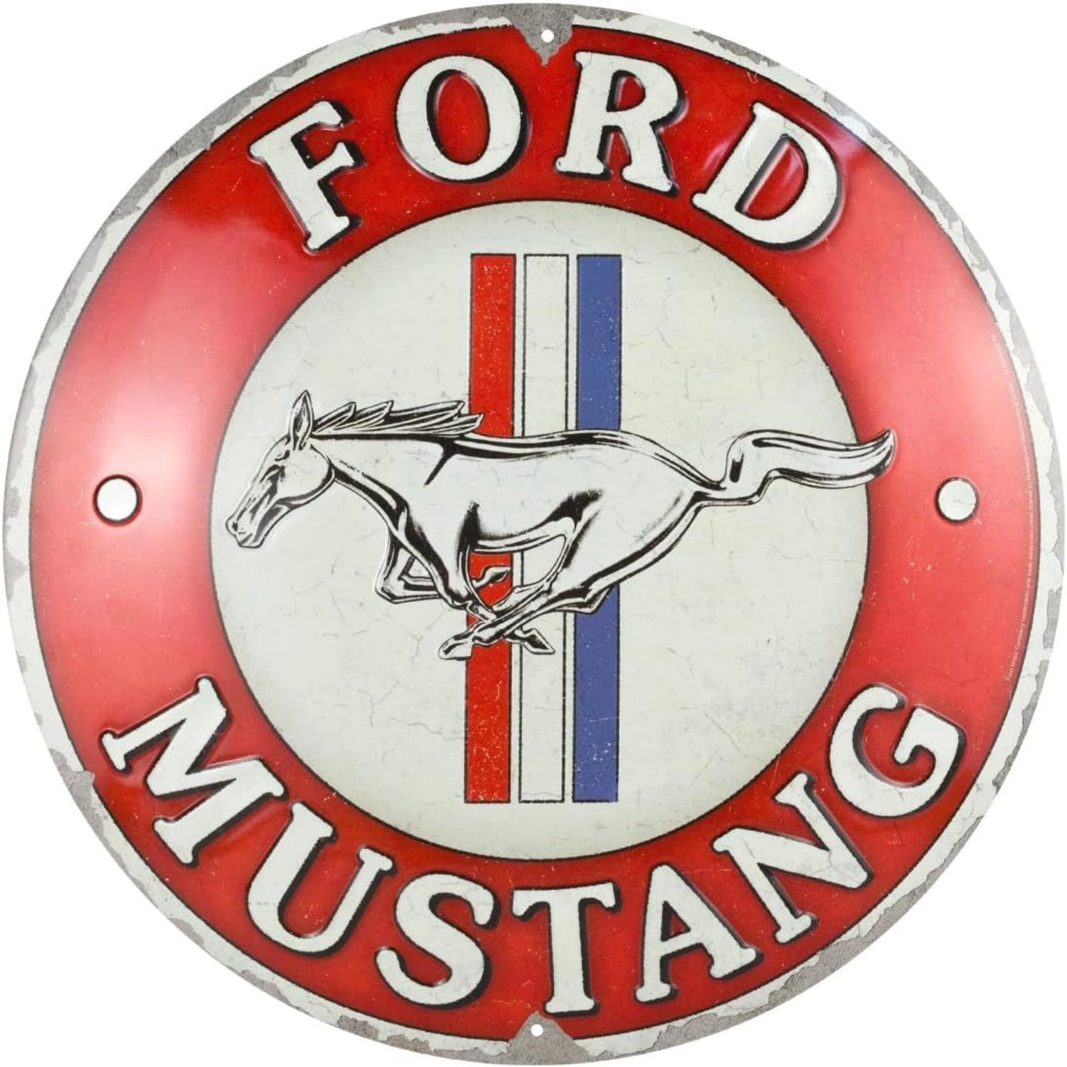 Nostalgic-Art Blechschild 35 cm Rund - Ford Mustang - 3 Stripes Red günstig online kaufen