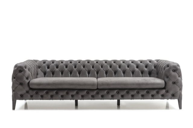 Xlmoebel 4-Sitzer 4-Sitzer Chesterfield Sofa in Grau mit Holzrahmen für das günstig online kaufen