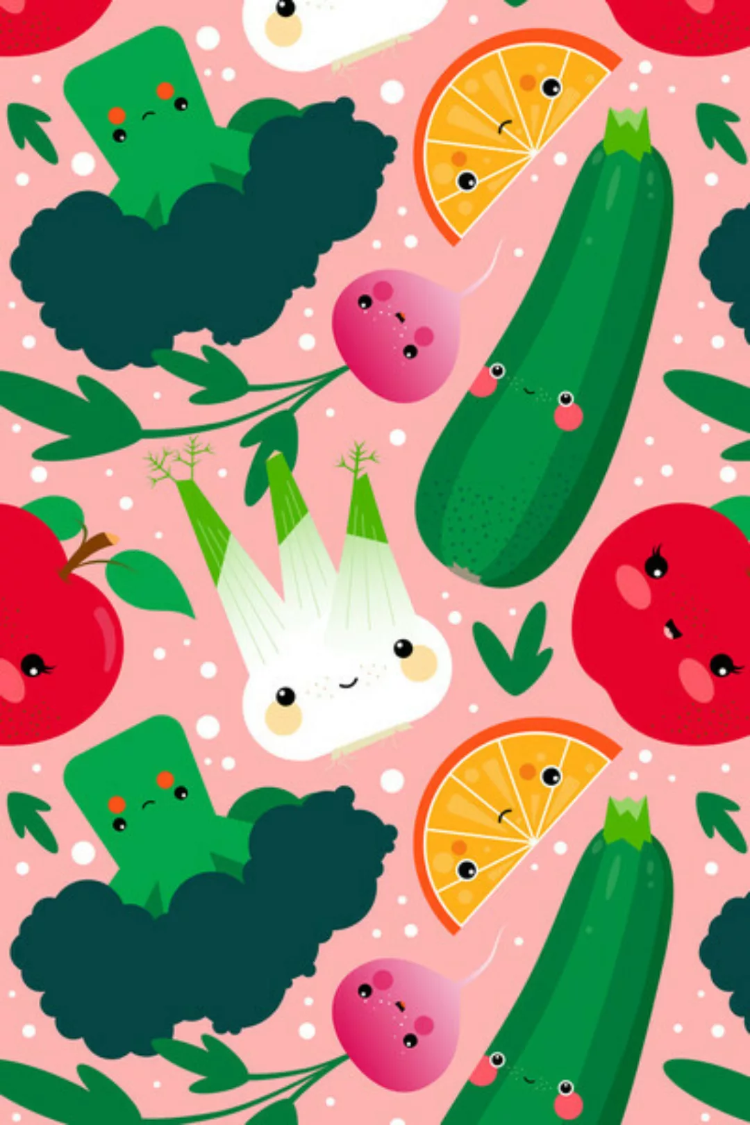 Poster / Leinwandbild - Obst Und Gemüse – Bunte Illustration Für Die Küche günstig online kaufen