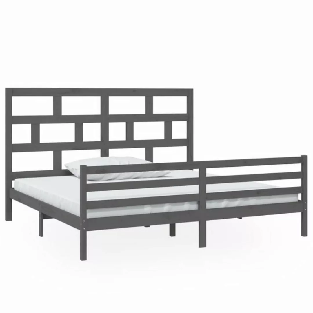 furnicato Bett Massivholzbett Grau Kiefer 200x200 cm günstig online kaufen