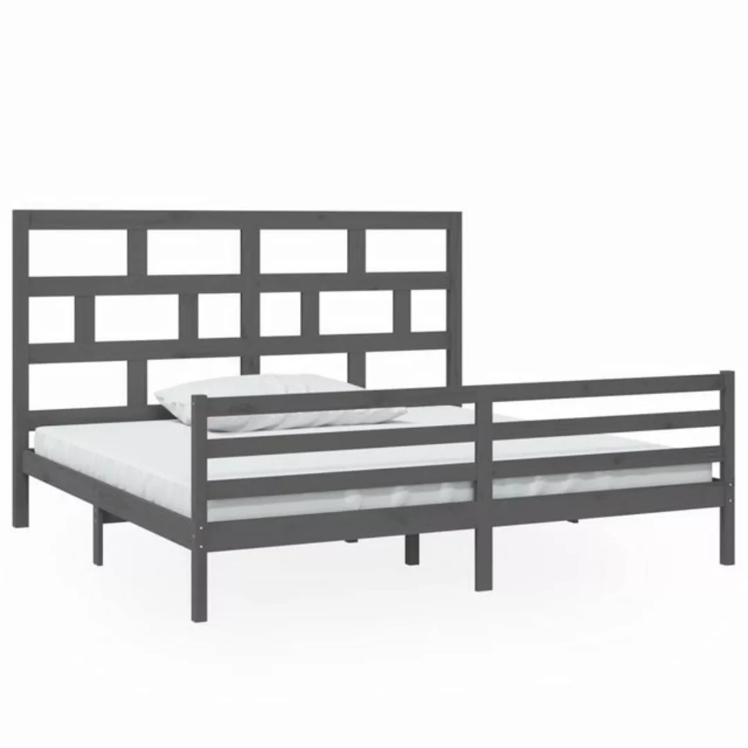 vidaXL Bettgestell Massivholzbett Grau Kiefer 200x200 cm Bett Bettgestell D günstig online kaufen