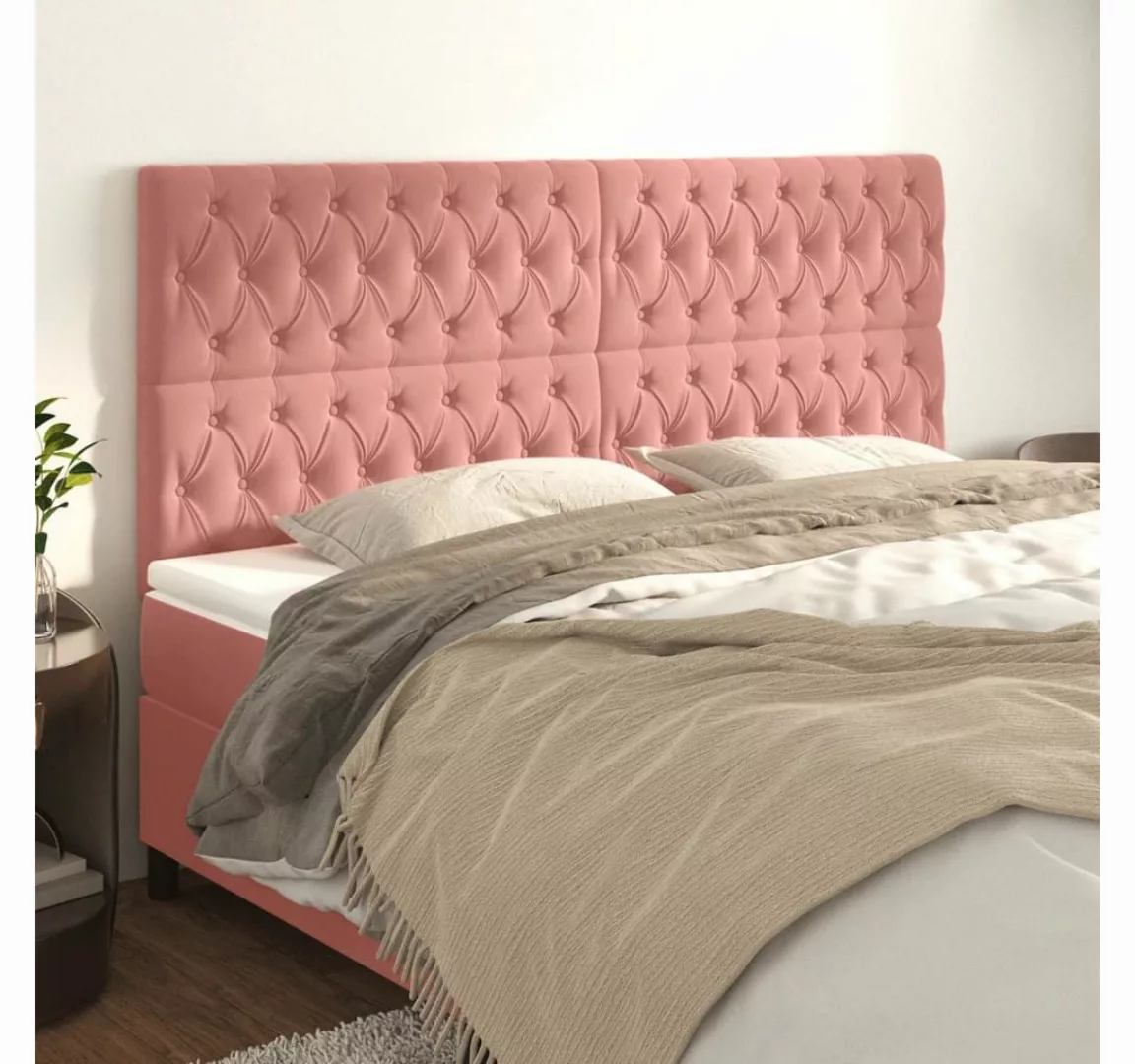 vidaXL Bett, Kopfteile 4 Stk. Rosa 90x7x78/88 cm Samt günstig online kaufen