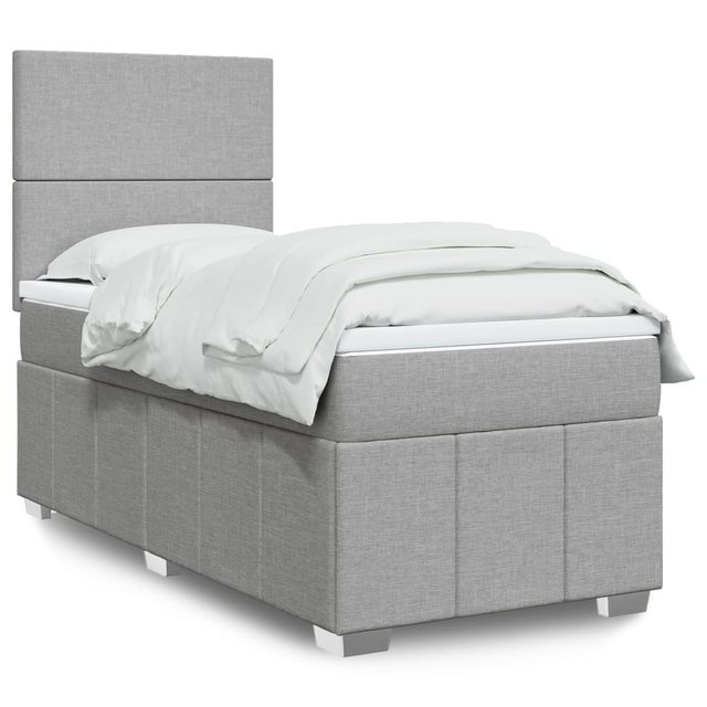 vidaXL Boxspringbett, Boxspringbett mit Matratze Hellgrau 100x200 cm Stoff günstig online kaufen