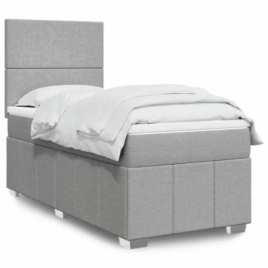 vidaXL Boxspringbett, Boxspringbett mit Matratze Hellgrau 100x200 cm Stoff günstig online kaufen