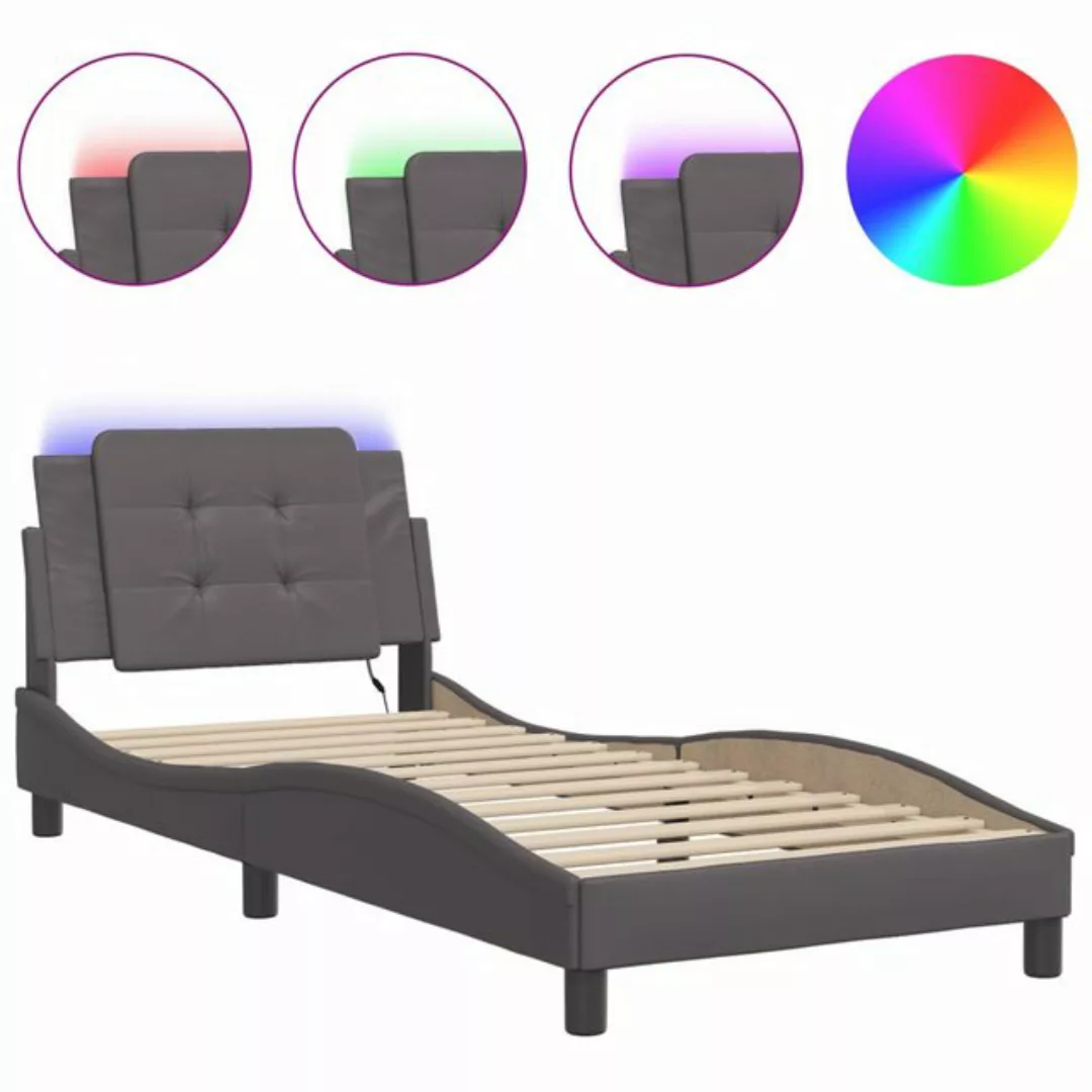 vidaXL Bett Bettgestell mit Kopfteil Weiß und Schwarz 90x190 cm Kunstleder günstig online kaufen