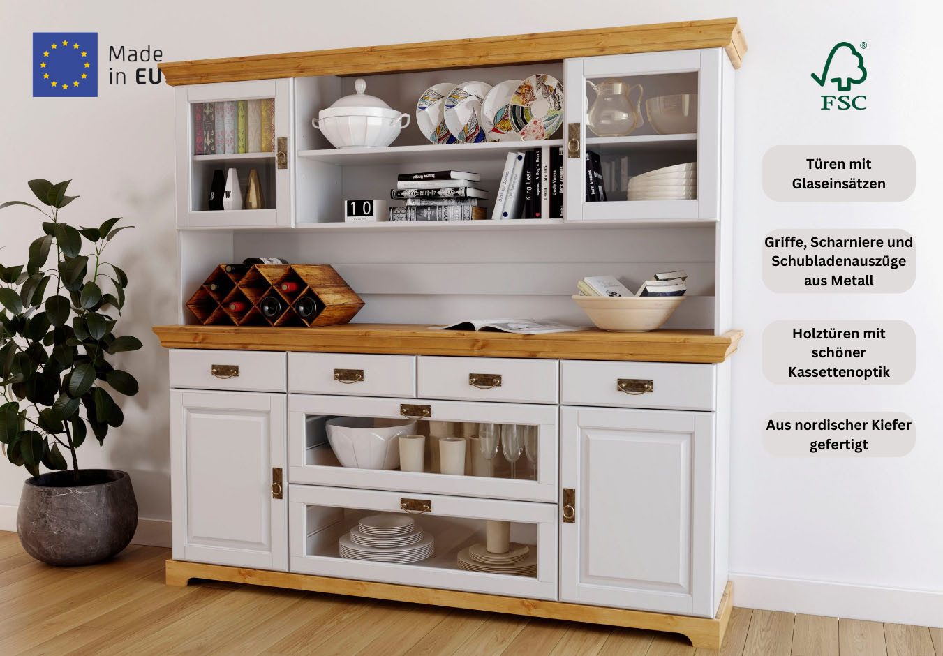 Home affaire Buffet "Rügen", FSC zertifiziertes Massivholz, im Landhausstil günstig online kaufen