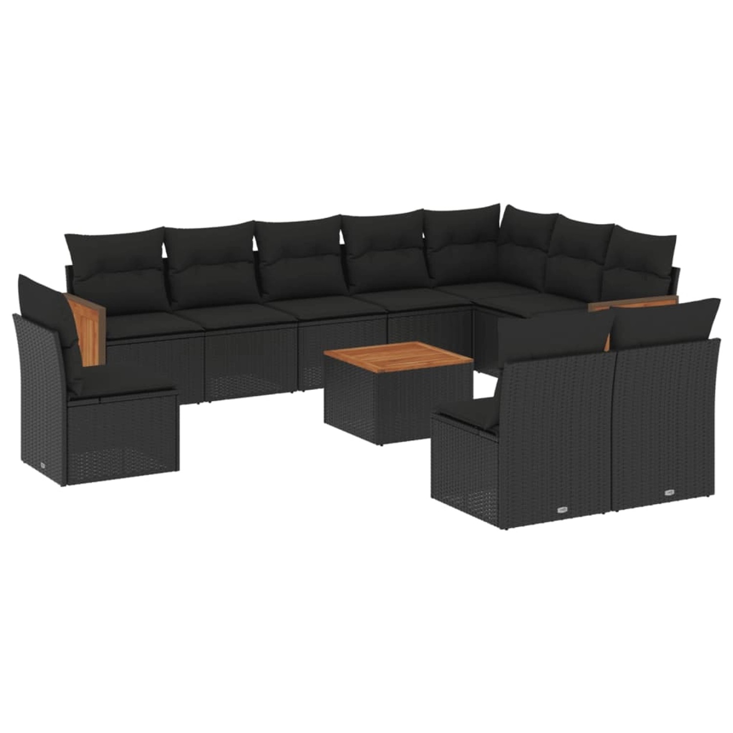 vidaXL 11-Tlg Garten-Sofagarnitur mit Kissen Schwarz Poly Rattan 3227756 günstig online kaufen