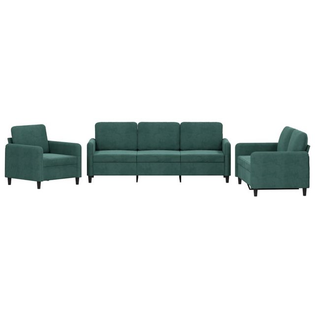 vidaXL Sofa, 3-tlg. Sofagarnitur Dunkelgrün Samt günstig online kaufen