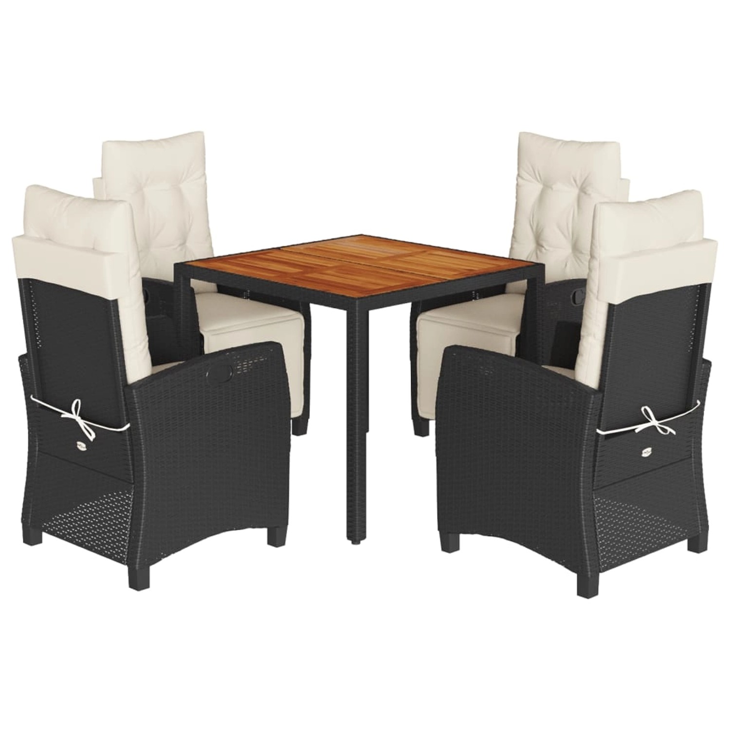 vidaXL 5-Tlg Garten-Essgruppe mit Kissen Schwarz Poly Rattan 3212901 günstig online kaufen