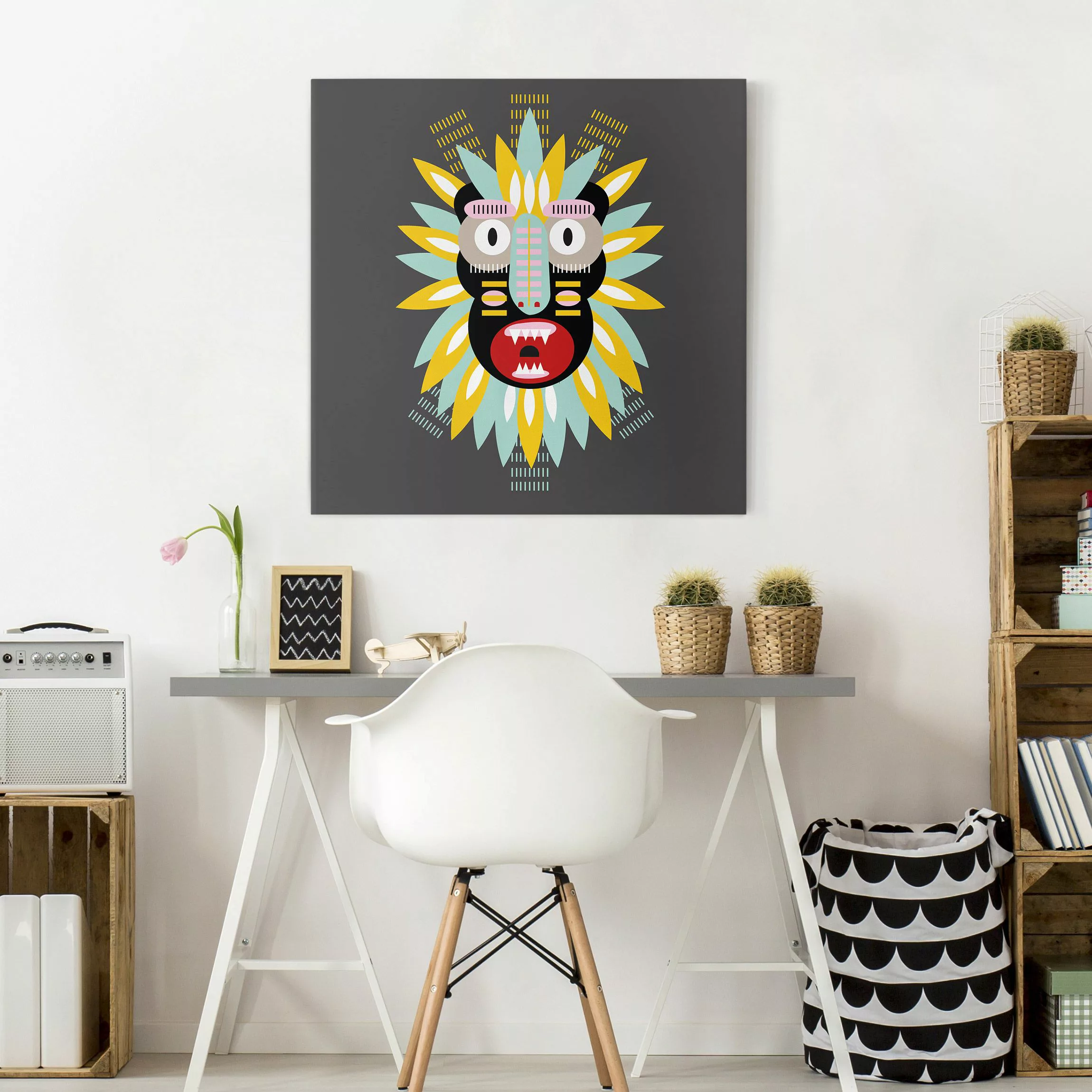 Leinwandbild Collage Ethno Maske - King Kong günstig online kaufen