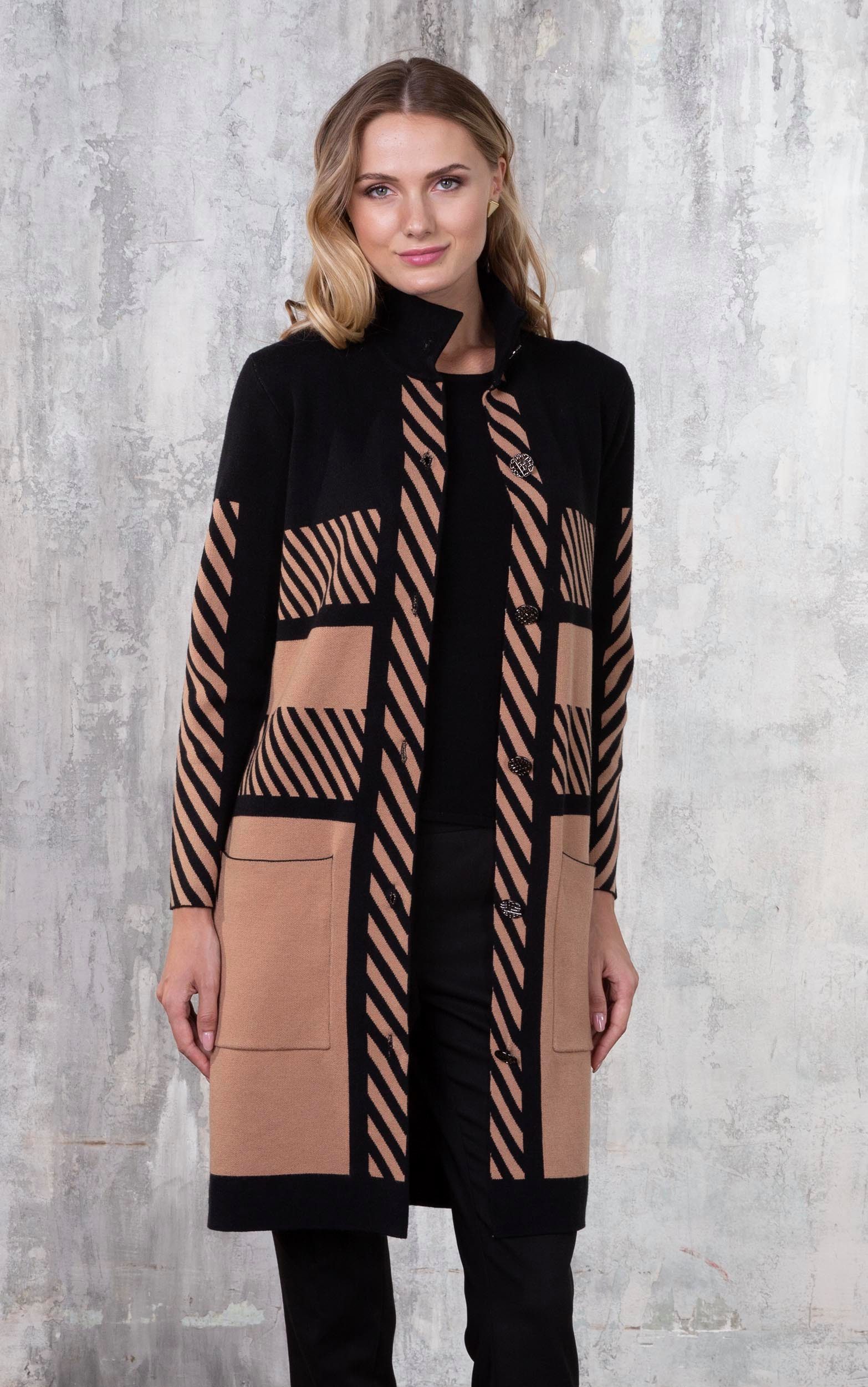 Passioni Cardigan Lange Jacke mit Stehkragen günstig online kaufen