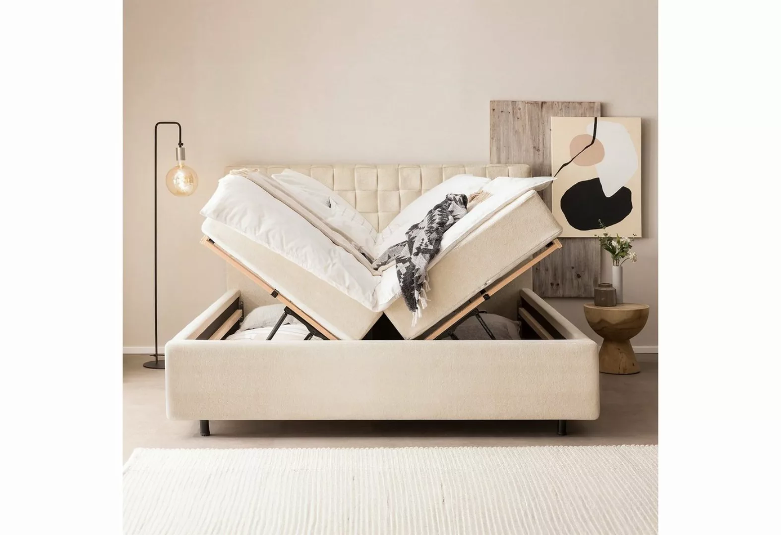 BettCo Stauraumbett Barcelo (in Creme Teddystoff, 160 x 200 cm), Bettkasten günstig online kaufen