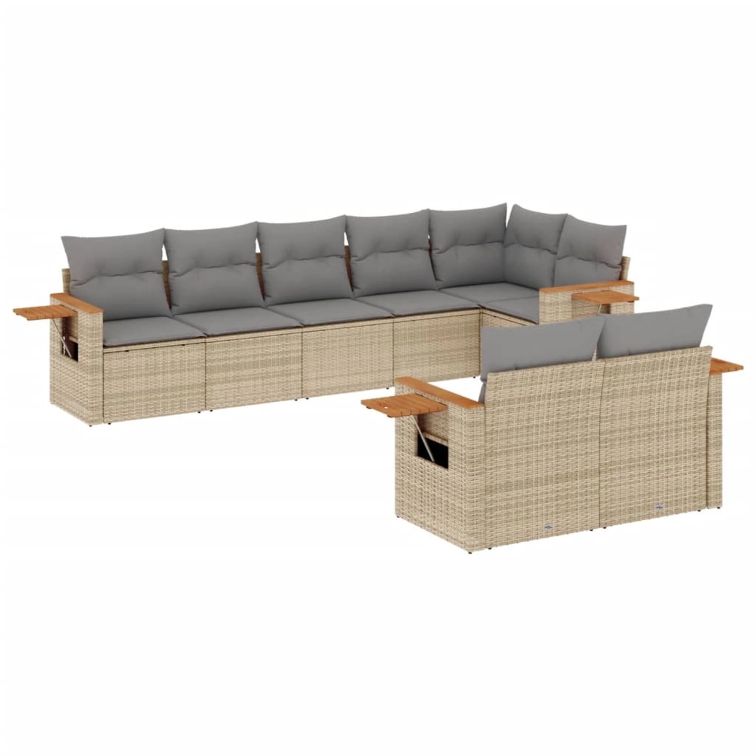 vidaXL 8-Tlg Garten-Sofagarnitur mit Kissen Beige Poly Rattan 3226990 günstig online kaufen