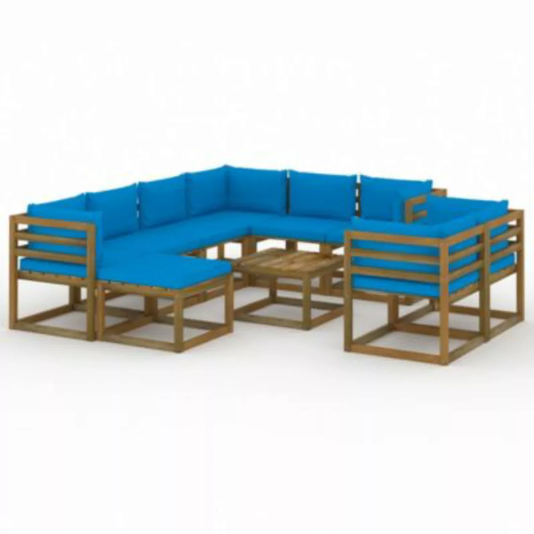 10-tlg. Garten-lounge-set Mit Kissen Hellblau günstig online kaufen