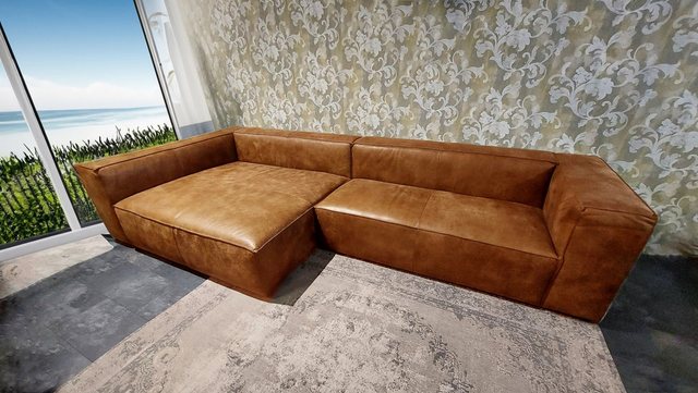 Natur24 Sofa Sofa SummerxXL Ottomane Rechts Links Cognac 354x156x71 Block C günstig online kaufen