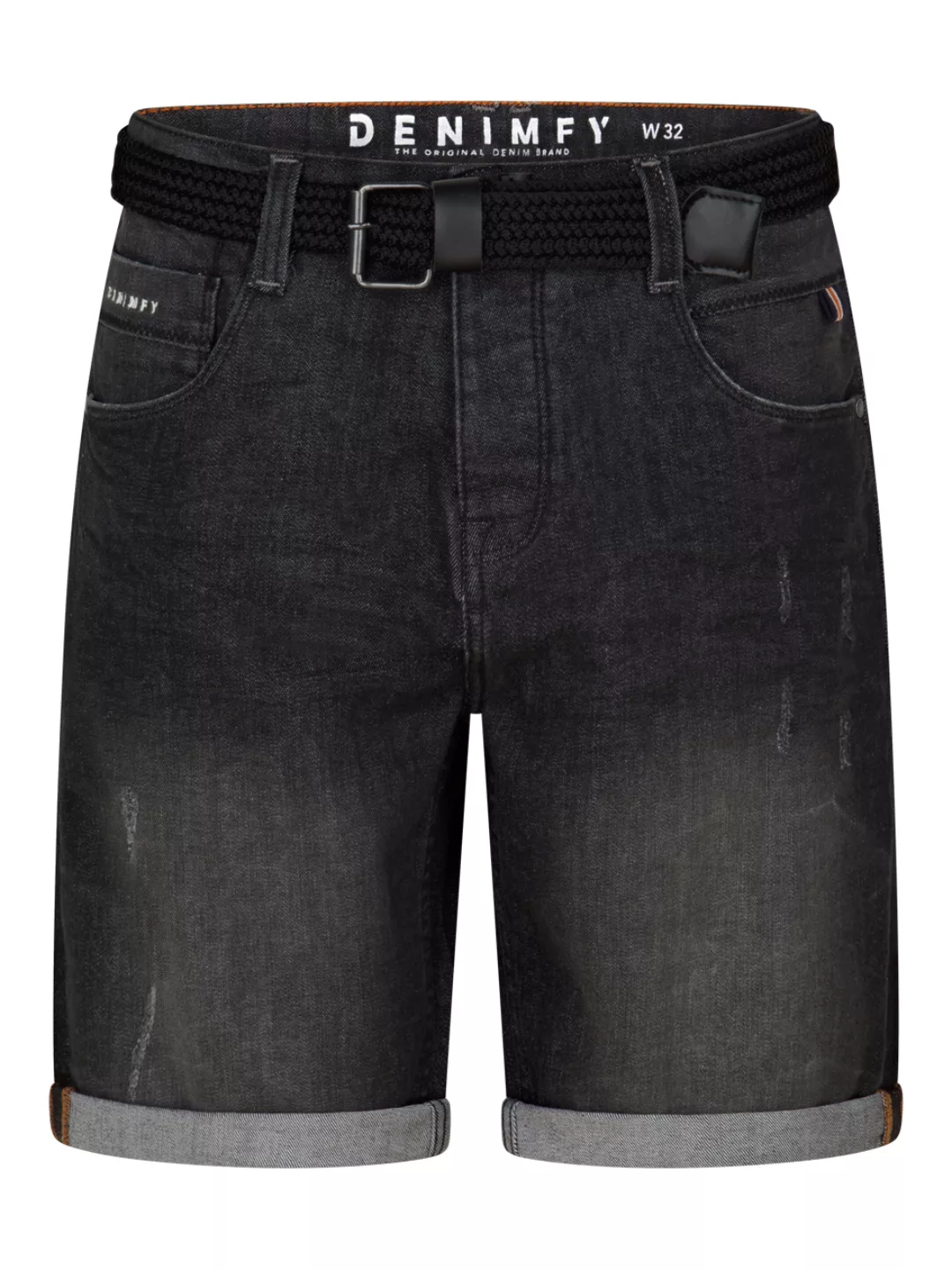DENIMFY Jeans Shorts Herren mit Gürtel Stretch Kurz Regular Fit DFBo günstig online kaufen