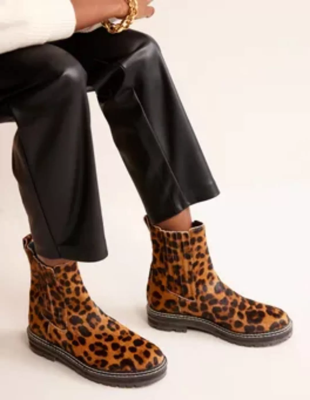 Sadie Chelsea-Boots mit breiter Sohle Damen Boden, Leopardenmuster Ponyhaar günstig online kaufen