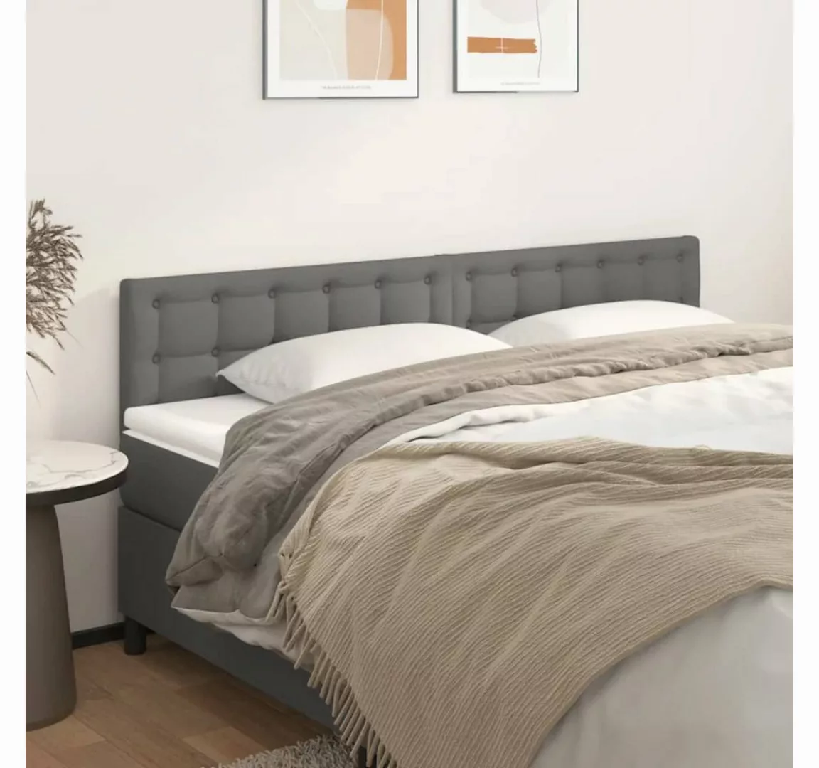 vidaXL Bett, Kopfteile 2 Stk. Grau 90x5x78/88 cm Kunstleder günstig online kaufen