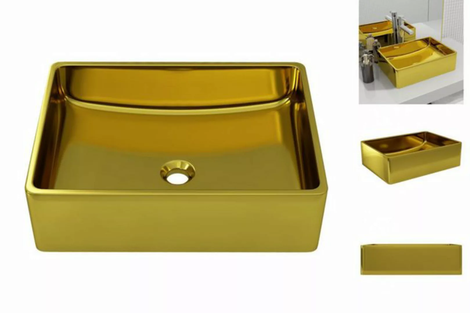 vidaXL Waschbeckenschrank Waschbecken 41 x 30 x 12 cm Keramik Golden günstig online kaufen