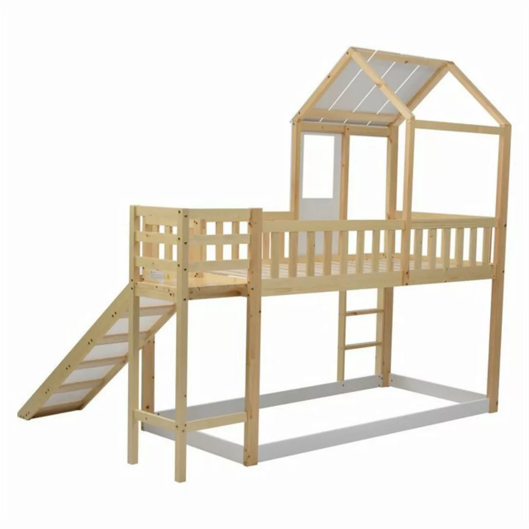 XDeer Kinderbett Doppel Etagenbett,Hausbett(Natur+Weiß,90x200cm)Rahmen aus günstig online kaufen