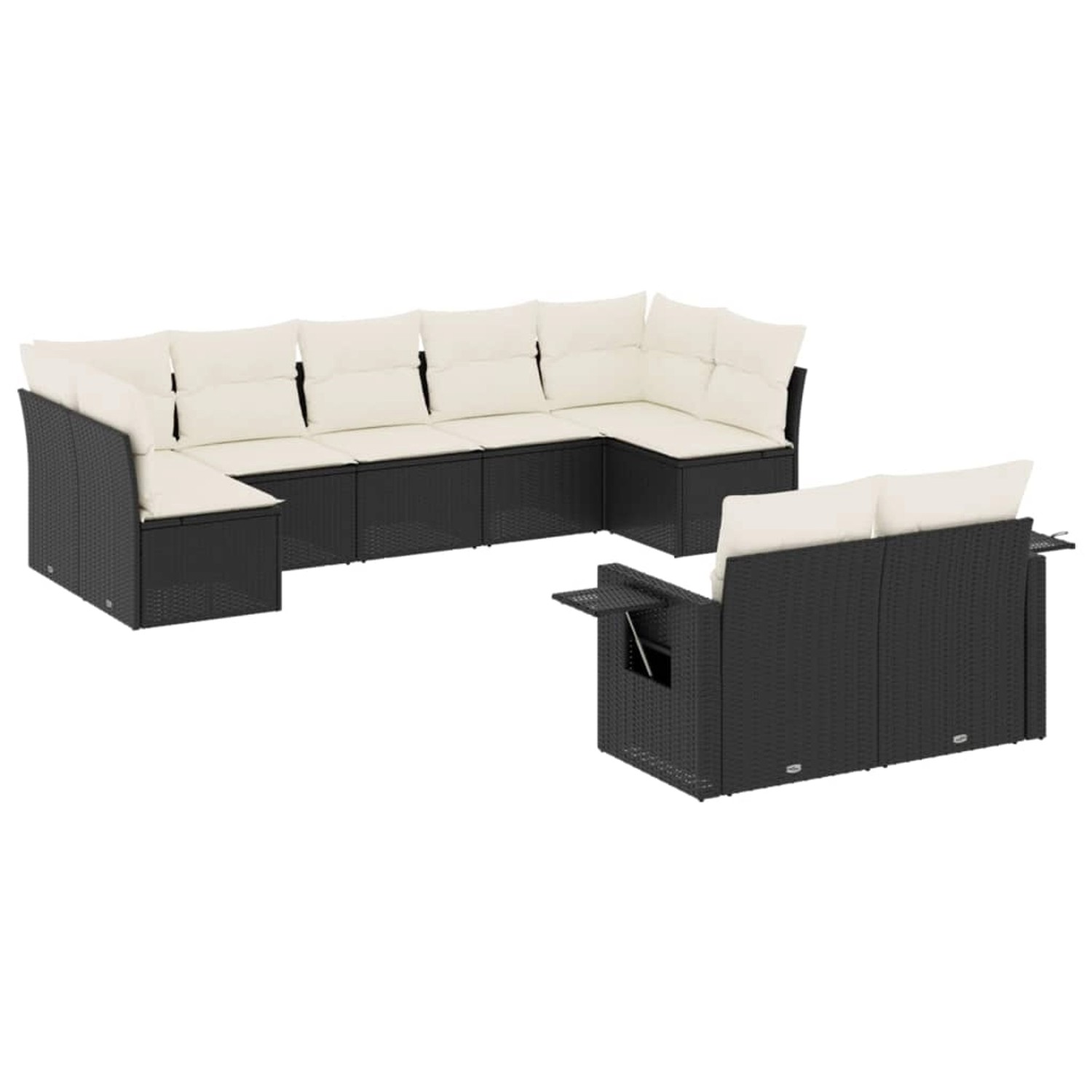 vidaXL 9-Tlg Garten-Sofagarnitur mit Kissen Schwarz Poly Rattan 3220615 günstig online kaufen