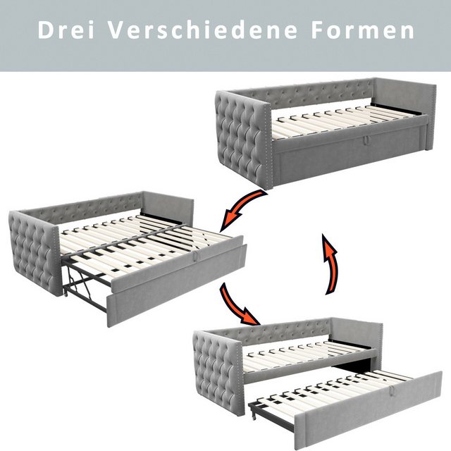 HAUSS SPOLE Schlafsofa 90x200 Klassische Vollform mit Knöpfen, Mit Lattenro günstig online kaufen