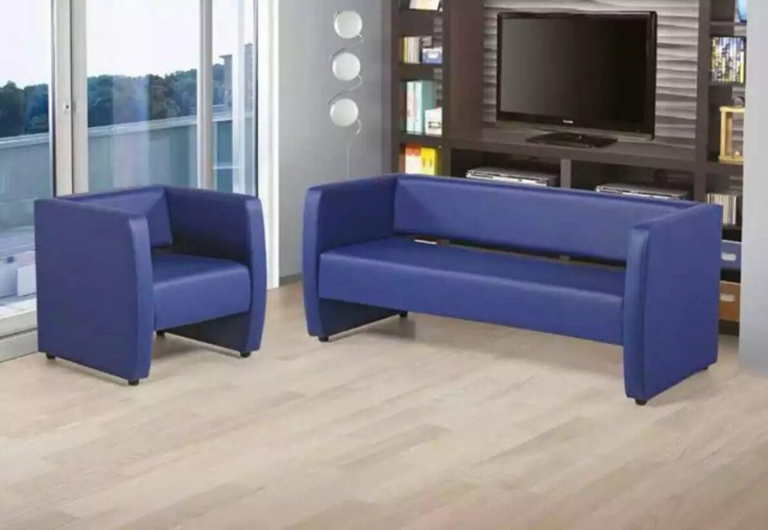 JVmoebel Sofa Blaue Komplette Sofagarnitur Büroeinrichtung Luxus Polstergar günstig online kaufen