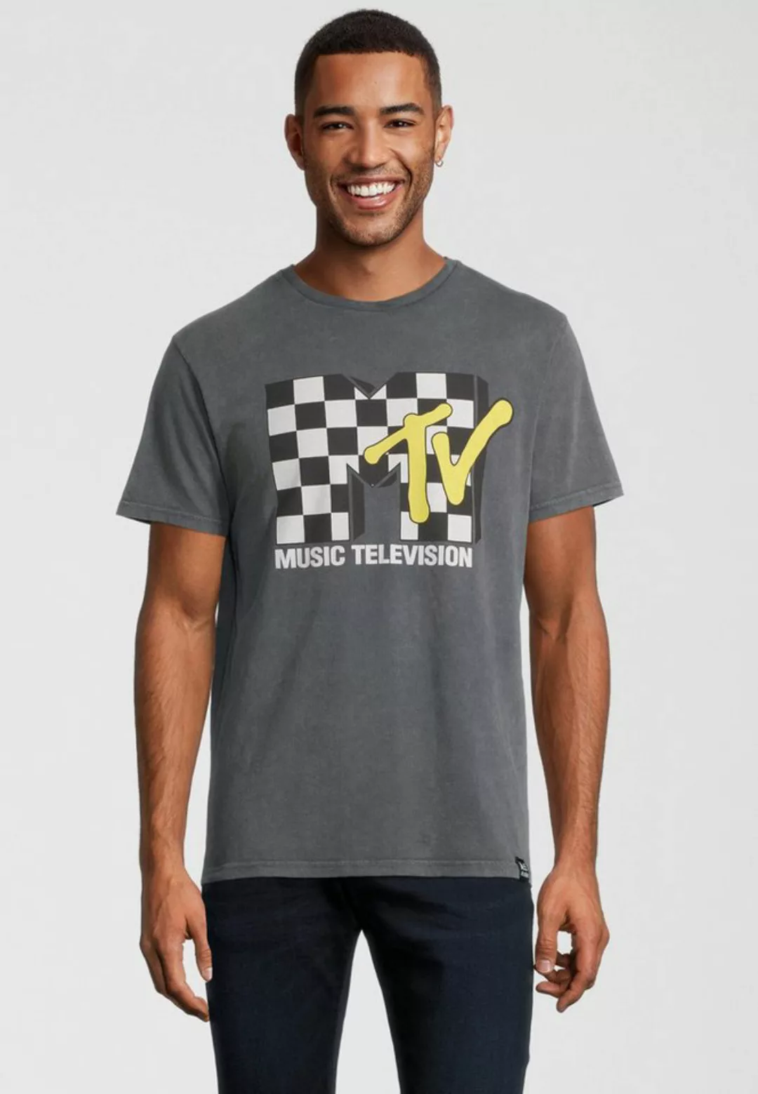 Recovered T-Shirt MTV Checkered Logo GOTS zertifizierte Bio-Baumwolle günstig online kaufen