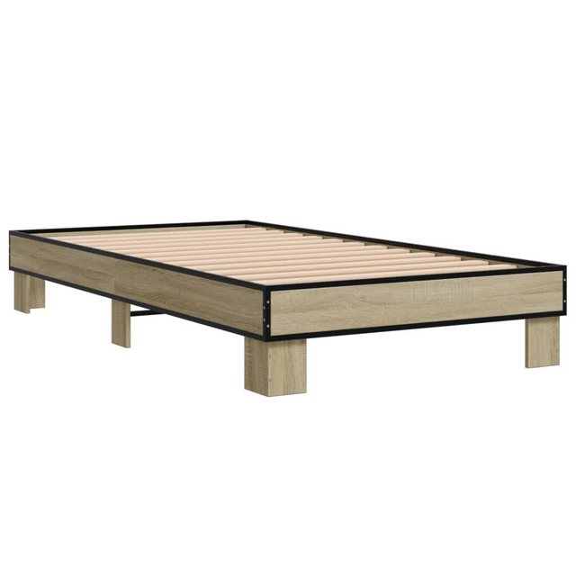 vidaXL Bett Bettgestell Sonoma-Eiche 75x190 cm Holzwerkstoff und Metall günstig online kaufen