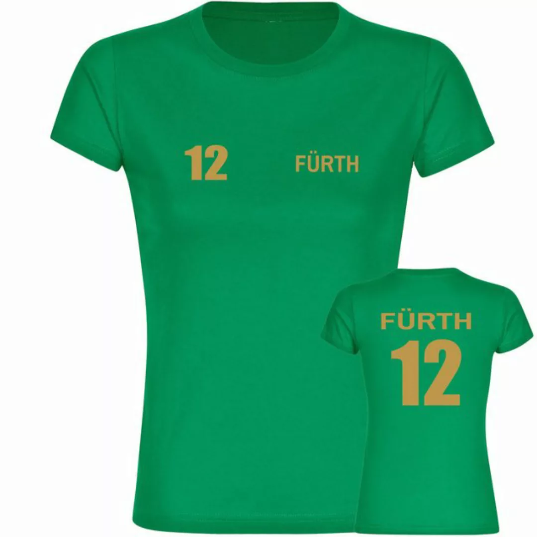 multifanshop T-Shirt Damen Fürth - Trikot Nummer 12 gold - Frauen günstig online kaufen