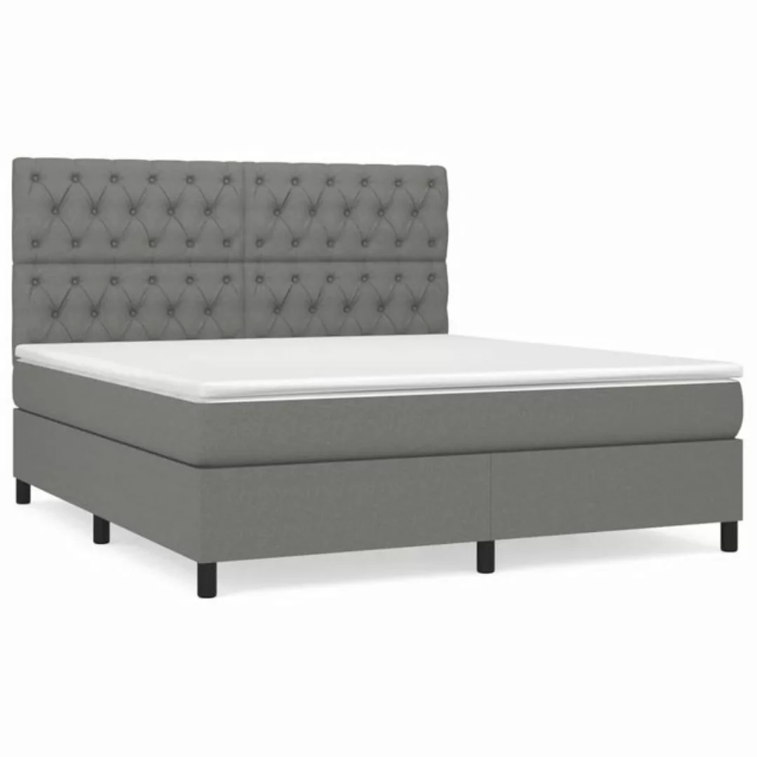 Vidaxl Boxspringbett Mit Matratze Dunkelgrau 160x200 Cm Stoff günstig online kaufen