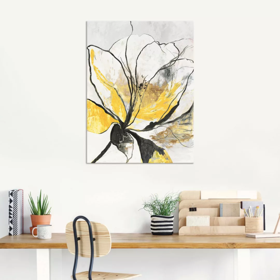 Artland Wandbild "Umrissenes Blumenmuster I gelbe Version", Blumenbilder, ( günstig online kaufen