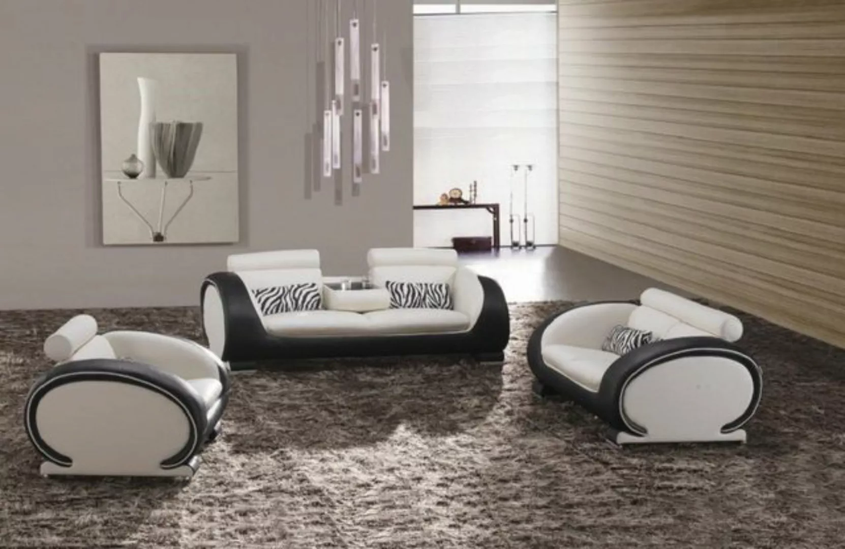 JVmoebel Sofa Sofas 3+2+1 Sitzer Set Design Sofas Polster Couchen Leder Mod günstig online kaufen