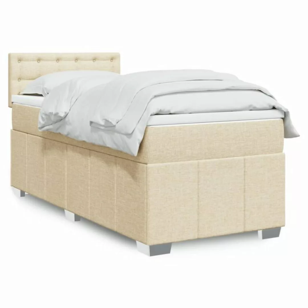 vidaXL Boxspringbett, Boxspringbett mit Matratze Creme 100x200 cm Stoff günstig online kaufen