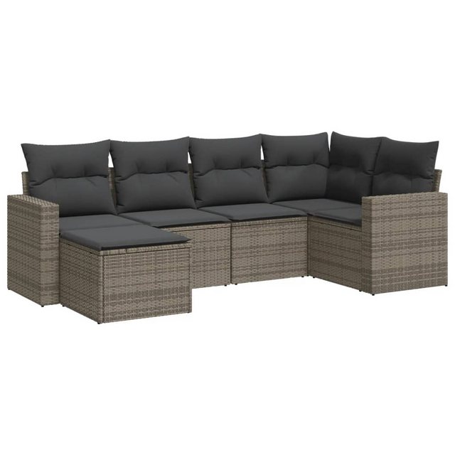 vidaXL Sofaelement 6-tlg. Garten-Sofagarnitur mit Kissen Grau Poly Rattan ( günstig online kaufen