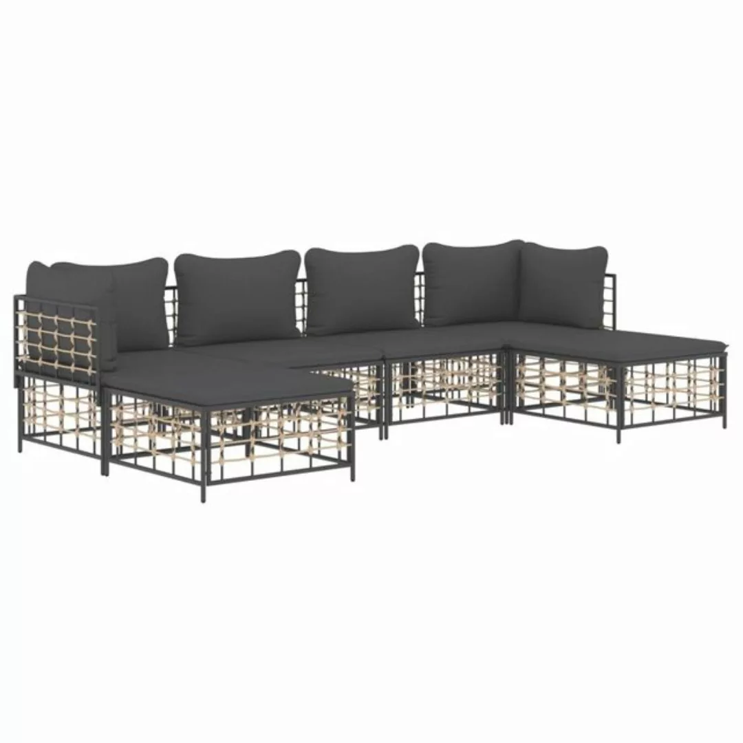 Vidaxl 6-tlg. Garten-lounge-set Mit Kissen Anthrazit Poly Rattan günstig online kaufen