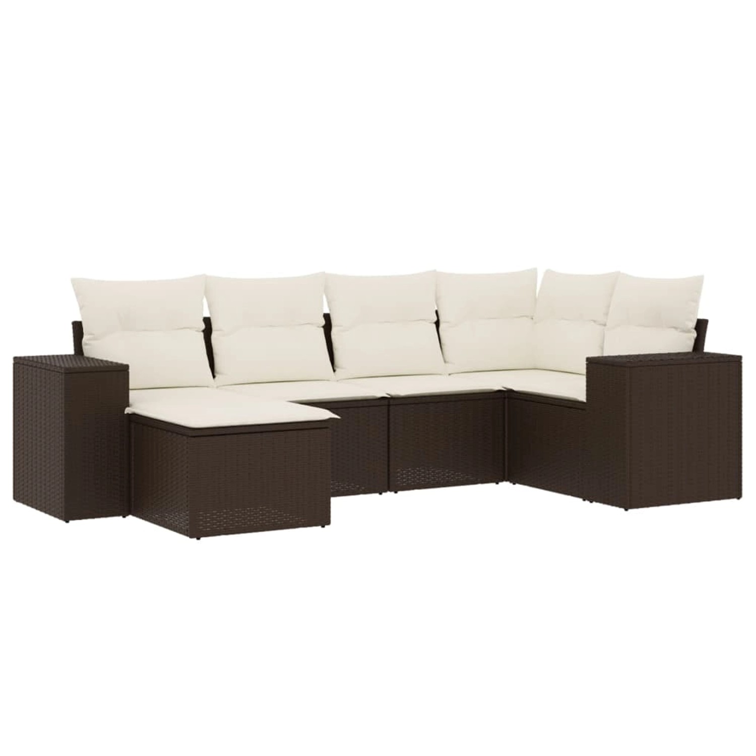 vidaXL 6-Tlg Garten-Sofagarnitur mit Kissen Braun Poly Rattan 3255200 günstig online kaufen