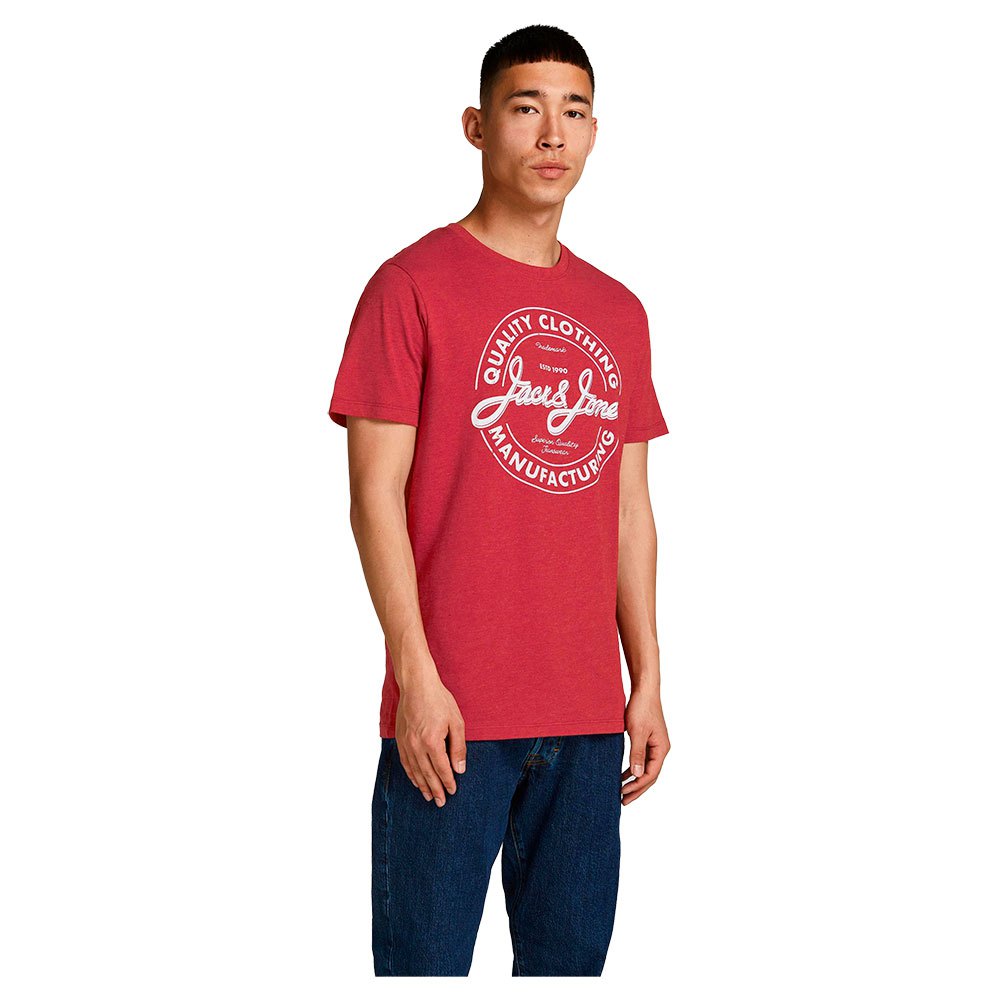 Jack & Jones Jeans Kurzarm O Hals T-shirt XS Red Dahlia / Detail Melange / günstig online kaufen