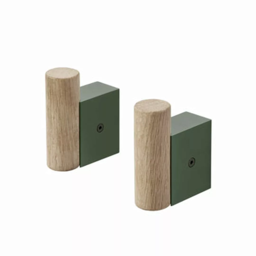 Wandhaken Attach metall holz grün / 2er-Set - Muuto - Grün günstig online kaufen