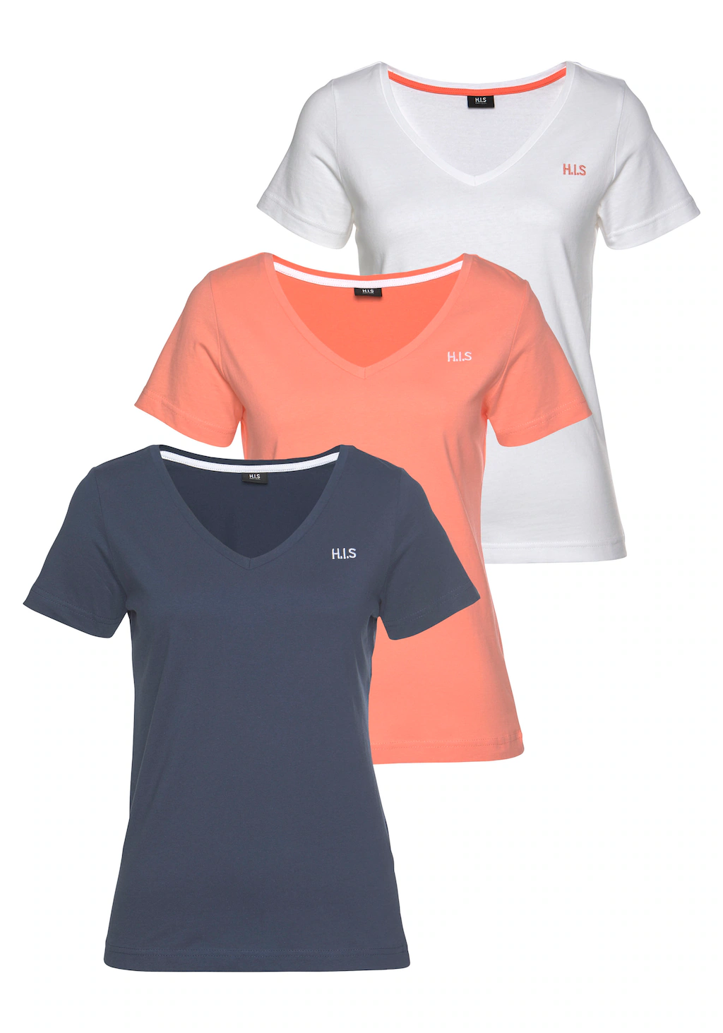 H.I.S T-Shirt Essential-Basics (Spar-Set, 3er-Pack) hüftlange Passform, fig günstig online kaufen