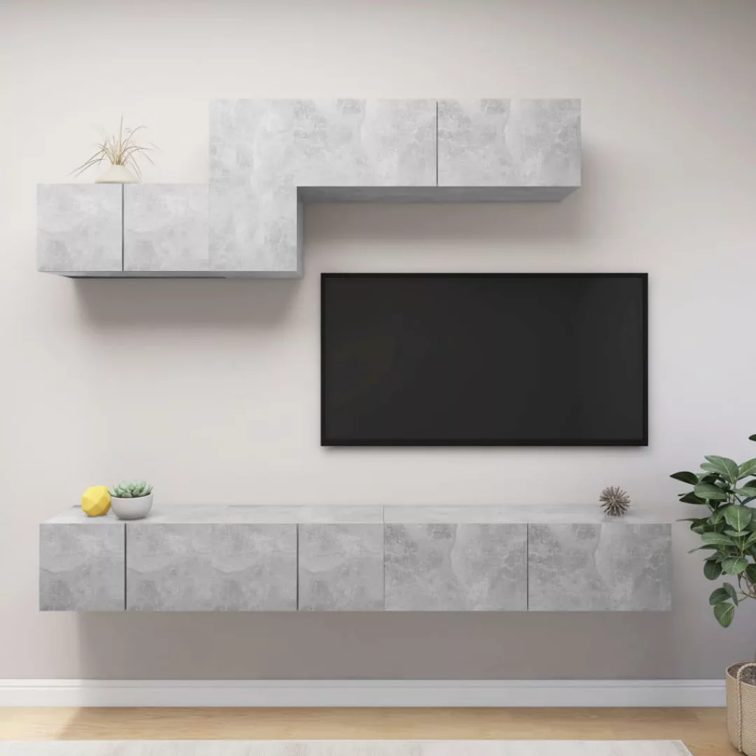 vidaXL TV-Schrank 6-tlg TV-Schrank-Set Betongrau Spanplatte günstig online kaufen