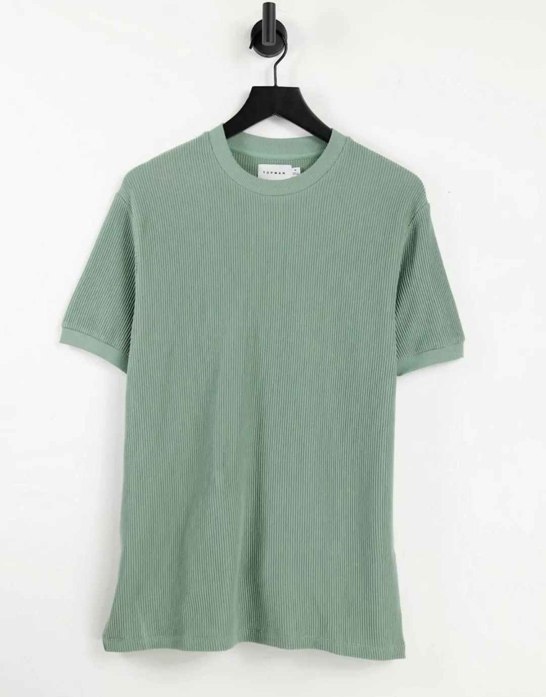 Topman – Oversize-T-Shirt in Hellgrün mit Cord-Streifen günstig online kaufen