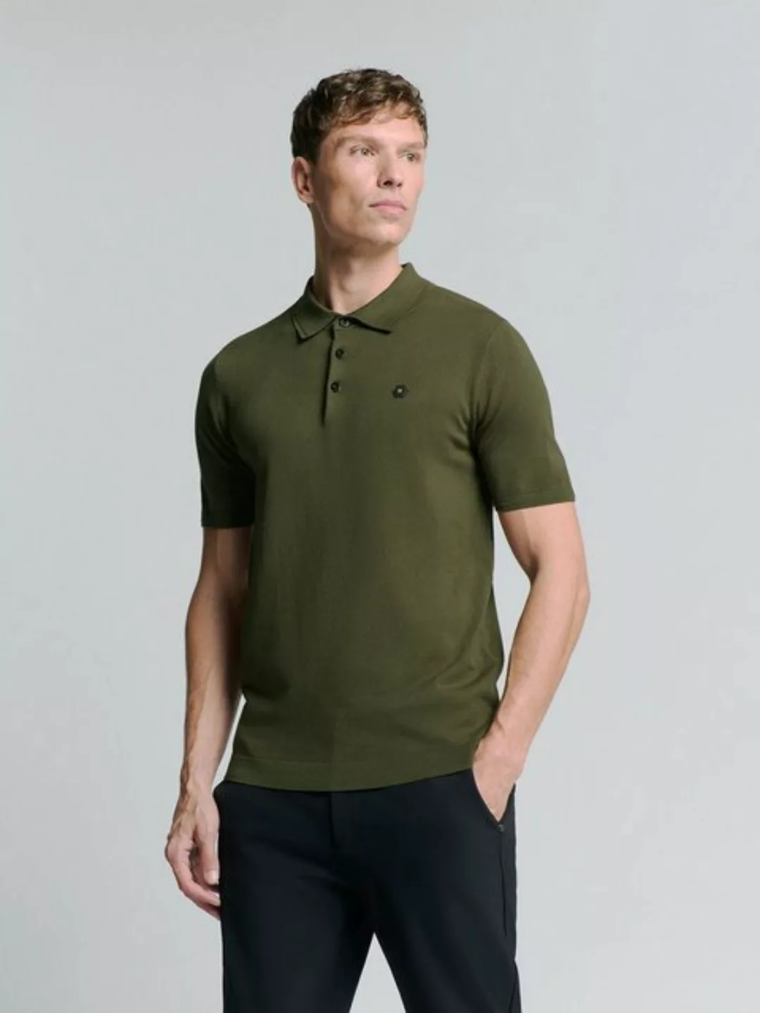 No Excess Knitted Poloshirt Olivgrün - Größe XXL günstig online kaufen