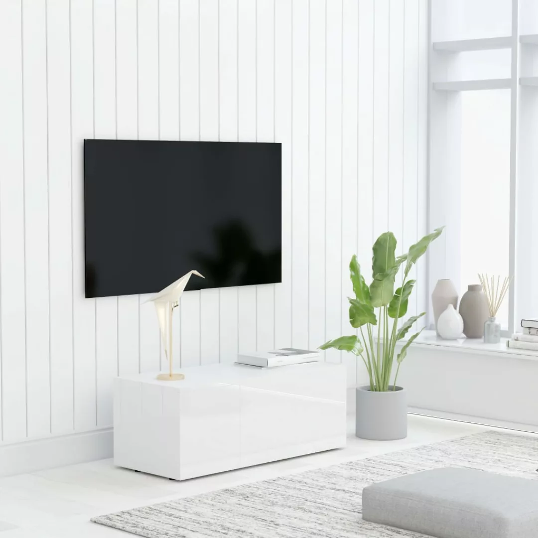 Tv-schrank Hochglanz-weiß 80x34x30 Cm Spanplatte günstig online kaufen