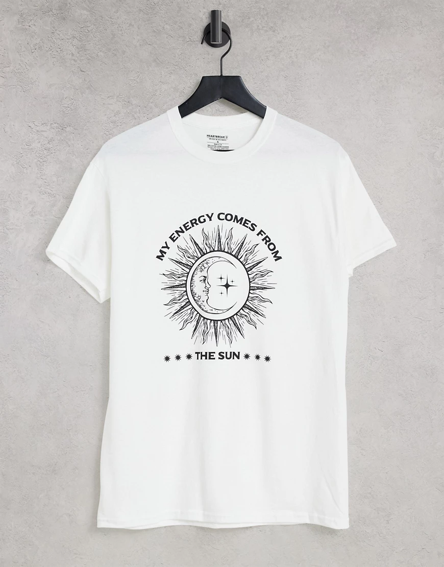 Heartbreak – T-Shirt mit Sonnen-Grafikprint-Weiß günstig online kaufen