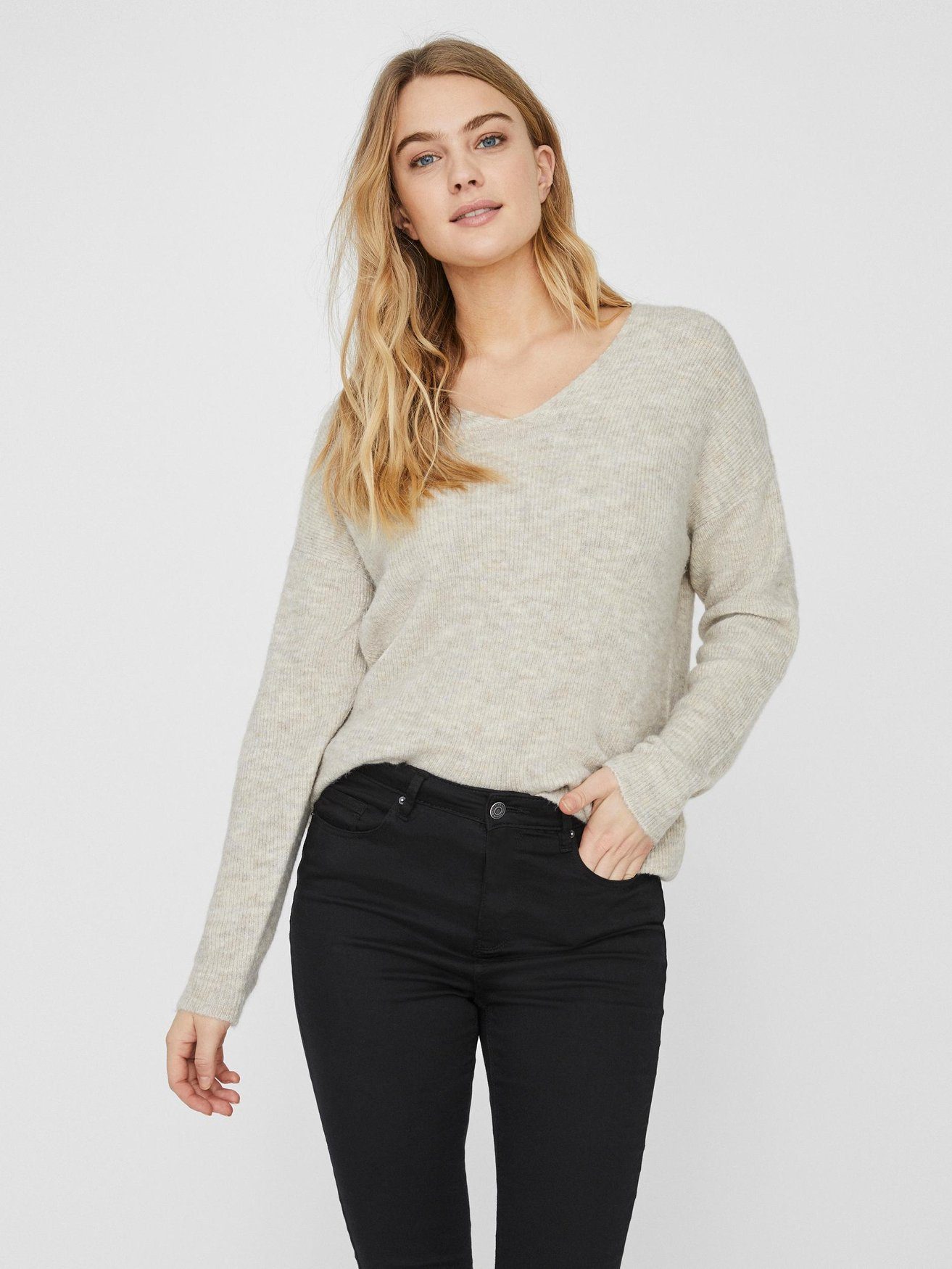 Vero Moda Strickpullover Strickpullover V-Ausschnitt Langarm günstig online kaufen
