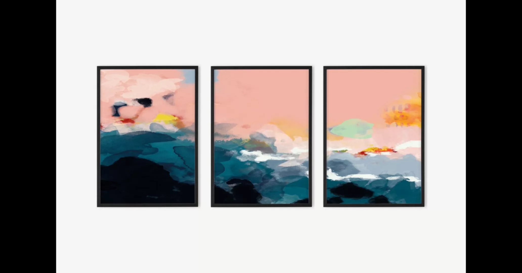 Ana Rut Bre 'Abstract Landscape' 3 x gerahmte Kunstdrucke (A2) - MADE.com günstig online kaufen